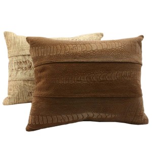 Coussin CUSHIN Beige - cuir d\'autruche
