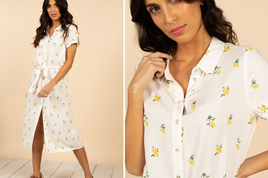 Robe midi imprimés citron