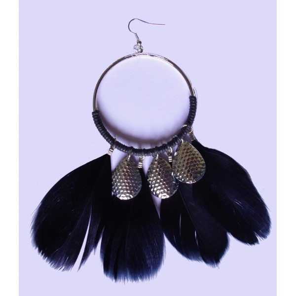 Bijoux à plumes boucles d'oreilles