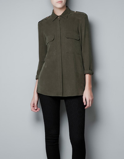 Chemise kaki online zara